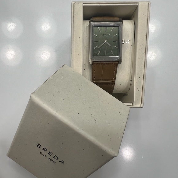 Breda Virgil Croc Embossed Brown Leather Strap Watch - Picture 2 of 3